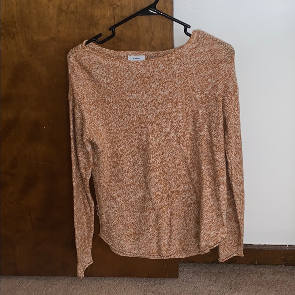 orange and white sweater